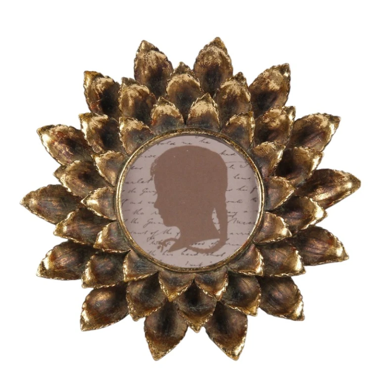 Fotoramme 10x10 cm - guld - kunstharpiks - rund - stående