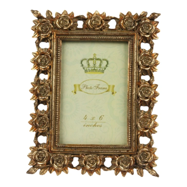 Fotobillede 10x15 cm - guld - kunstharpiks - rektangulær