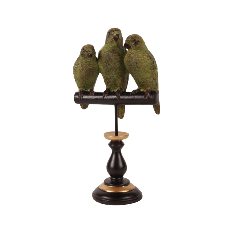 Papegøjefigur på fod - grøn - 33 cm