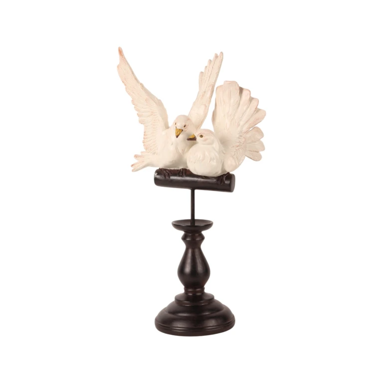 Fugle på stok - crème - 48 cm