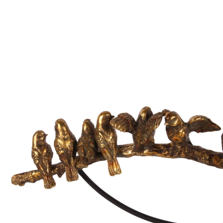 Fugle på stok - guld - 30 cm