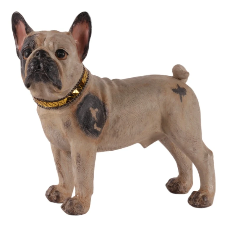 Hundeskulptur Fransk bulldog - brun - 32 cm