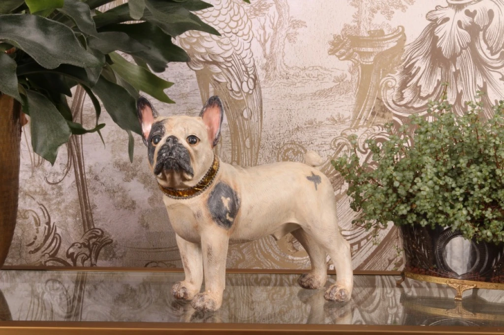 Hundeskulptur Fransk bulldog - brun - 32 cm