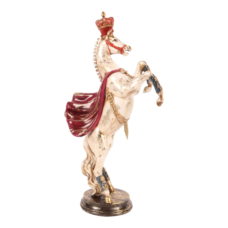 Hestestatue - Rød/Hvid - 40 cm