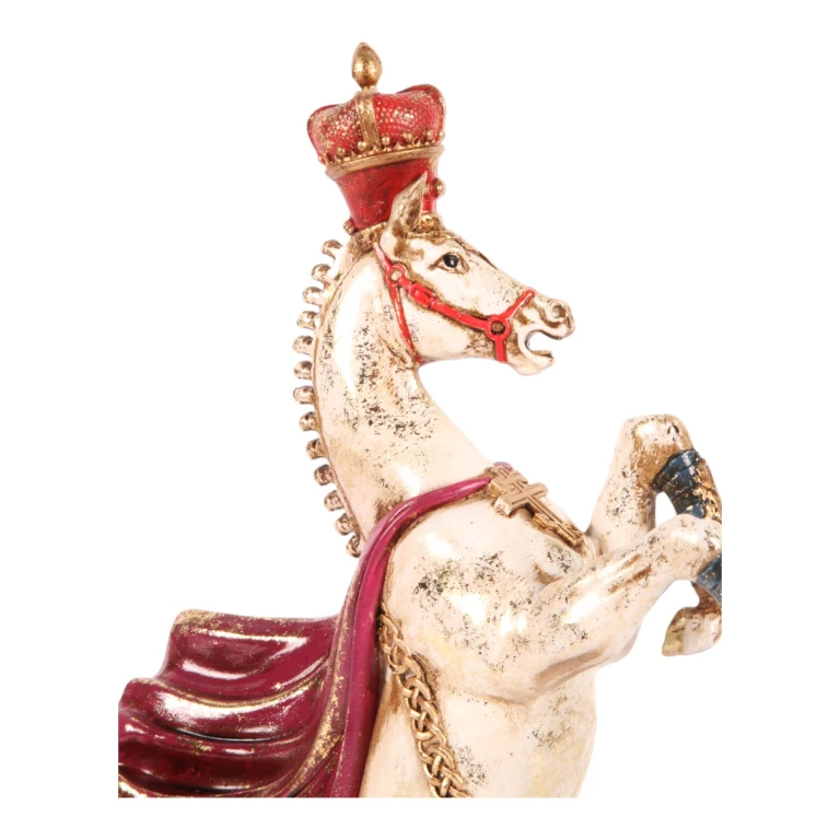 Hestestatue - Rød/Hvid - 40 cm