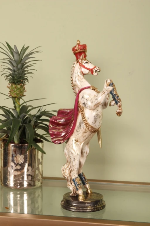 Hestestatue - Rød/Hvid - 40 cm