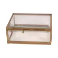 Smykkekasse 11 x 9 x 4,5 cm – guld – messing og glas