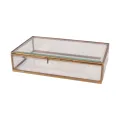 Smykkekasse 22,5x14x5,5 cm - guld - messing og glas