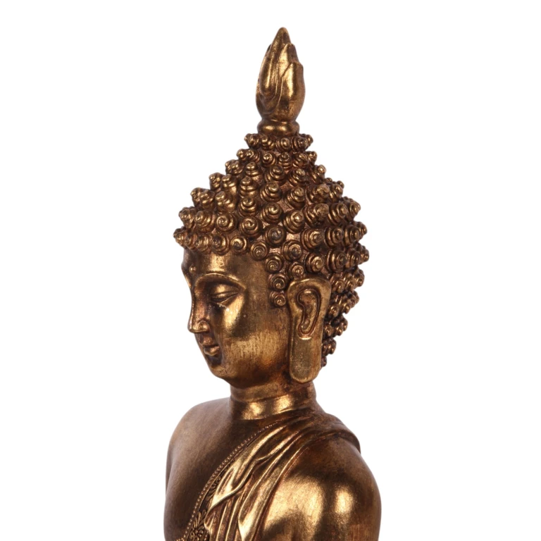 Buddha-figur - guld - 33 cm - kunstharpiks