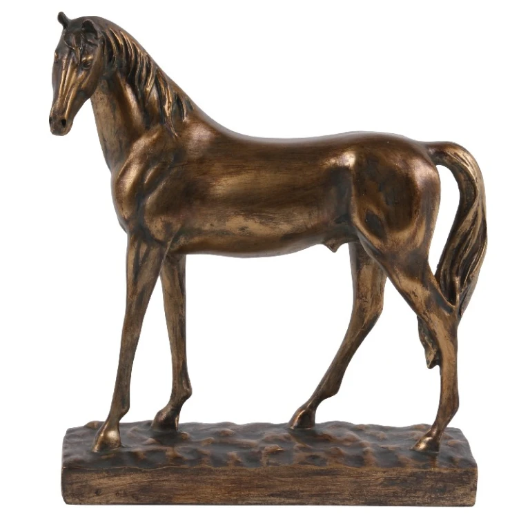 Hestefigur - guld - 28 cm