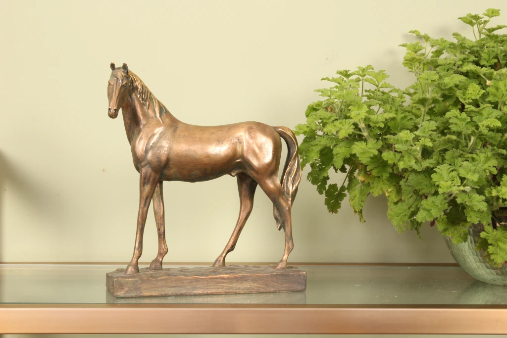 Hestefigur - guld - 28 cm