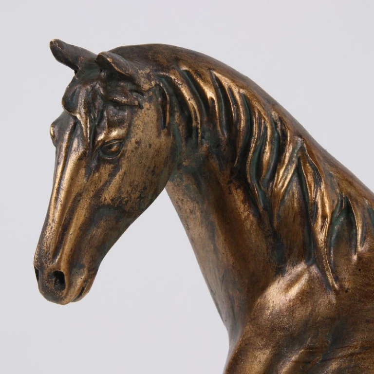 Hestefigur - guld - 28 cm
