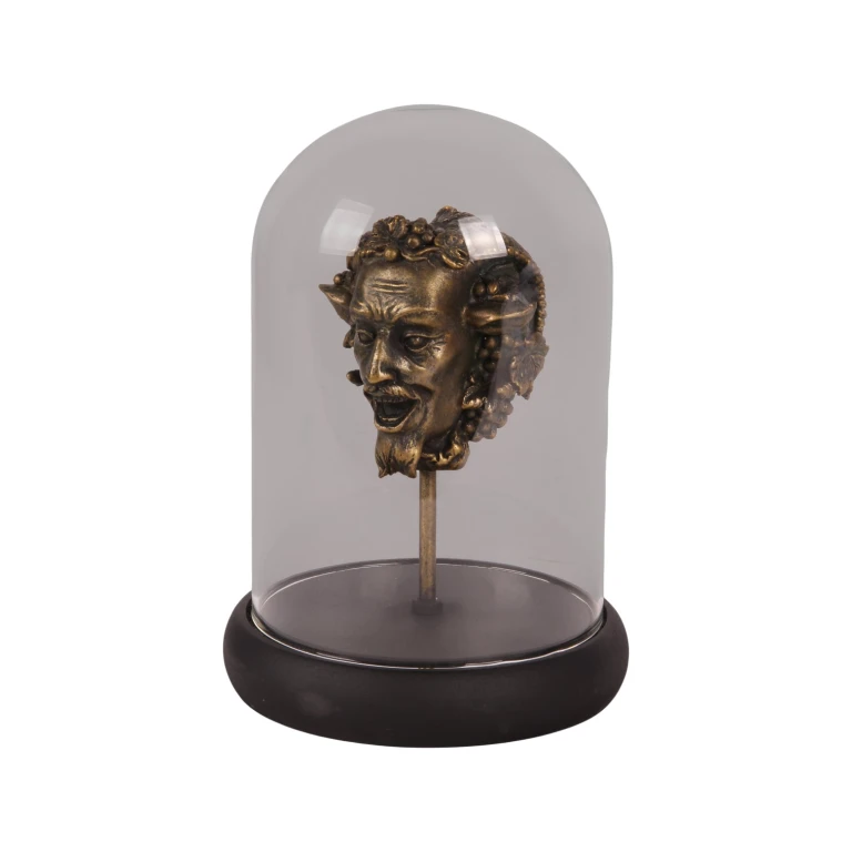 Bacchus-figur med glasdæksel – guld – 23 cm – kunstharpiks