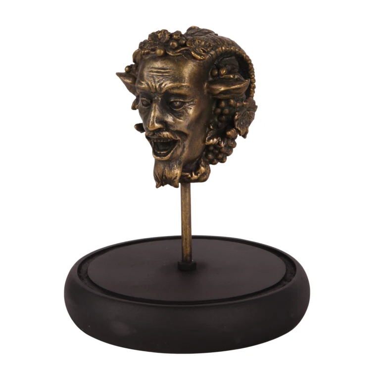 Bacchus-figur med glasdæksel – guld – 23 cm – kunstharpiks