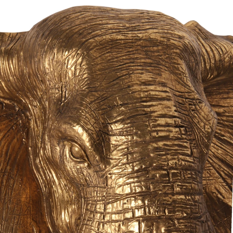 Vægornament Elefant - guld - 23 cm - kunstharpiks