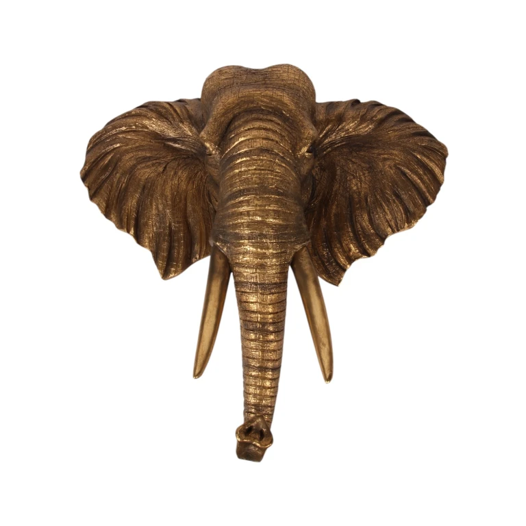 Vægornament Elefant - guld - 61 cm - kunstharpiks