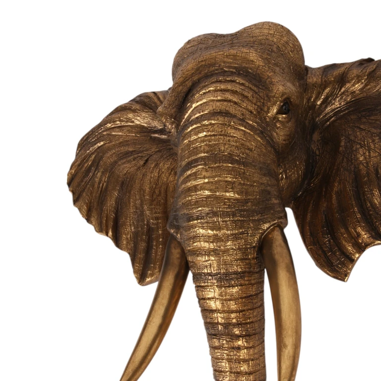 Vægornament Elefant - guld - 61 cm - kunstharpiks