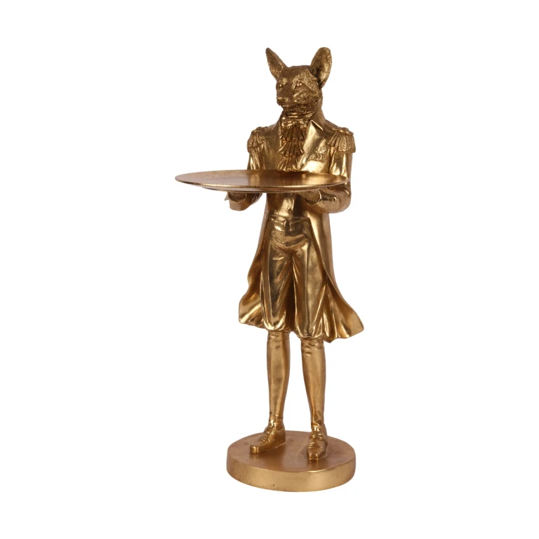 Ræv med bakke – guld – 54,5 cm