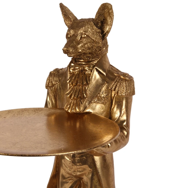 Ræv med bakke – guld – 54,5 cm