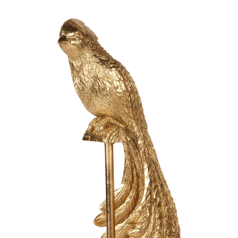 Fuglefigur på stand - guld - 49 cm