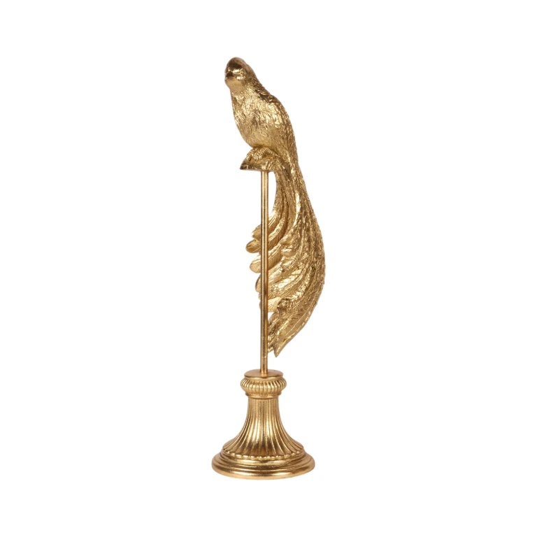 Fuglefigur på stand - guld - 49 cm