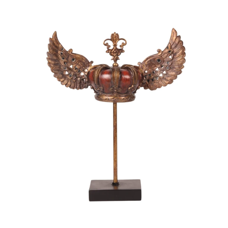Krone på stander - rød/guld - 36,5 cm - kunstharpiks