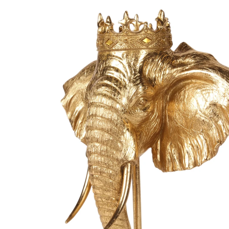 Elefantfigur på stand – guld – 37,5 cm