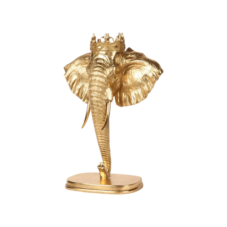 Elefantfigur på stand – guld – 37,5 cm