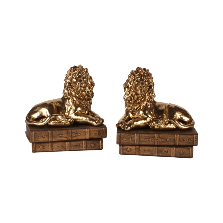 Løvefigur i guld - 21 cm