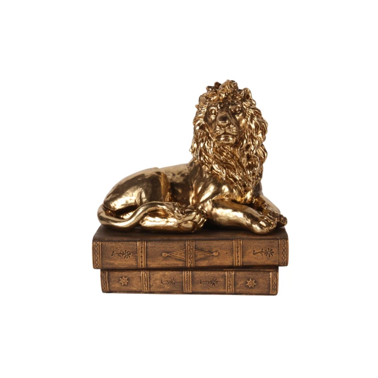 Løvefigur i guld - 21 cm