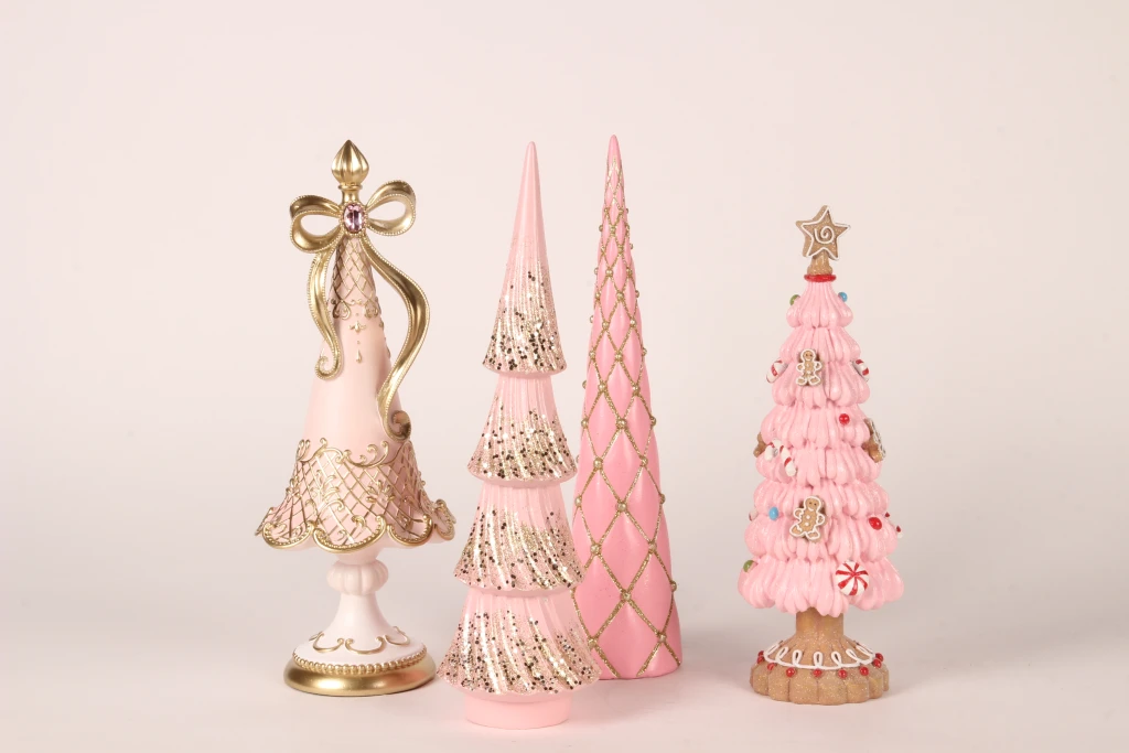 Miniaturejuletræ - lyserød - 35,5 cm - kunstharpiks