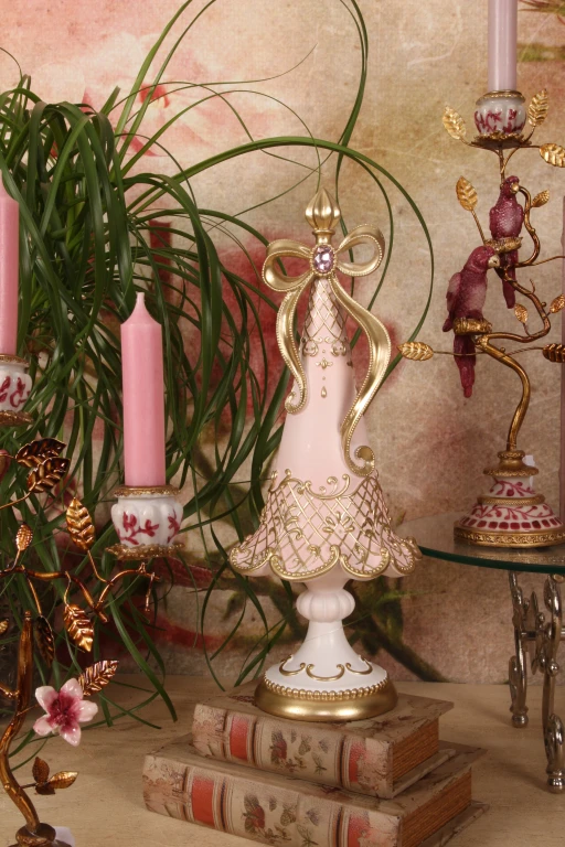 Miniaturejuletræ - lyserød - 35,5 cm - kunstharpiks