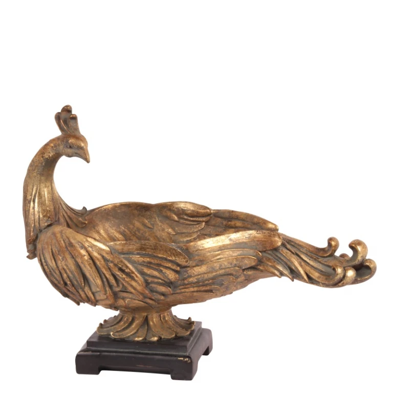 Dutch Style Sierschaal Pauw - guld - 45 cm