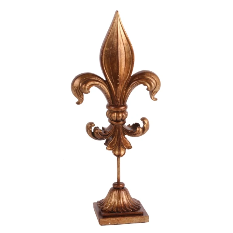 Fleur-de-lis på fod - guld - 38 cm - kunstharpiks
