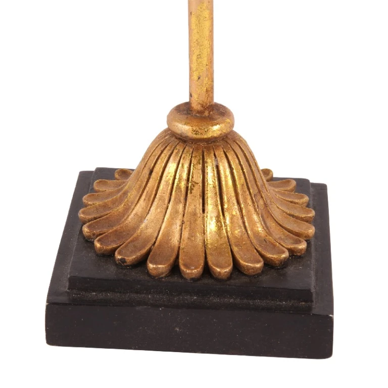 Dekorativ maske på fod - guld - 20,5 cm - kunstharpiks