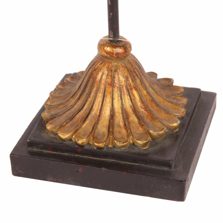 Dekorativ maske på fod - sort/guld - 28 cm - kunstharpiks