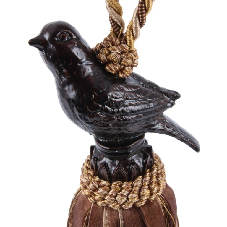 Gardinbørste Fugle - 62 cm - brun - stof