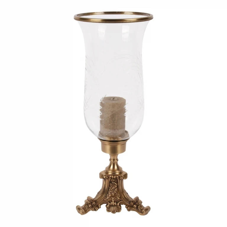 Windlicht Vanna - 57 cm - goud - messing og glas