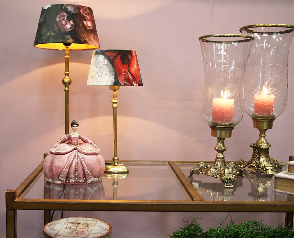Windlicht Vanna - 57 cm - goud - messing og glas