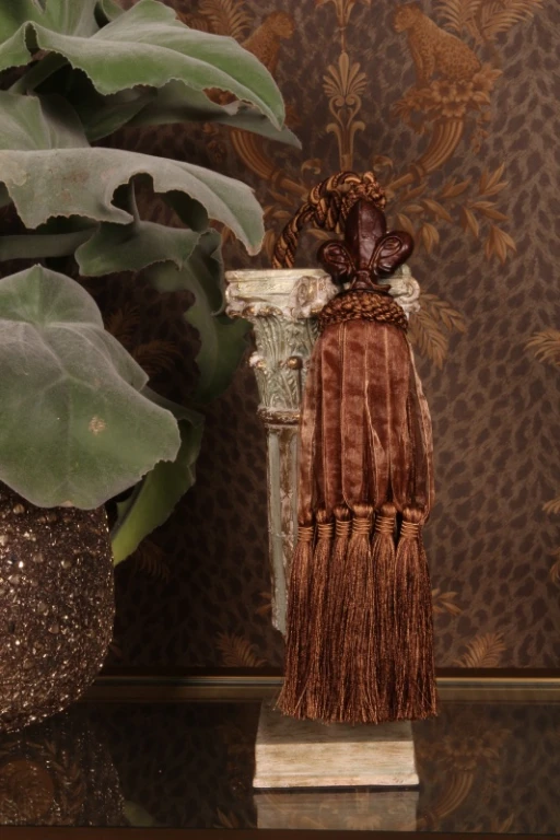 Gardinbørste Fleur de Lis - 70 cm - brun - stof