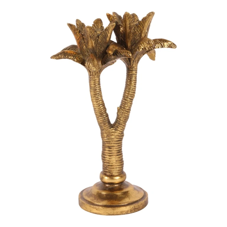 Kandelaber Palmetræ - 24 cm - guld - kunstharpiks