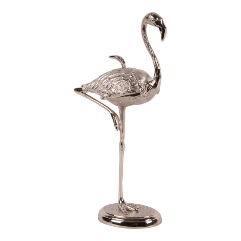 Opbevaringsboks Flamingo - 29 cm - sølv - messing