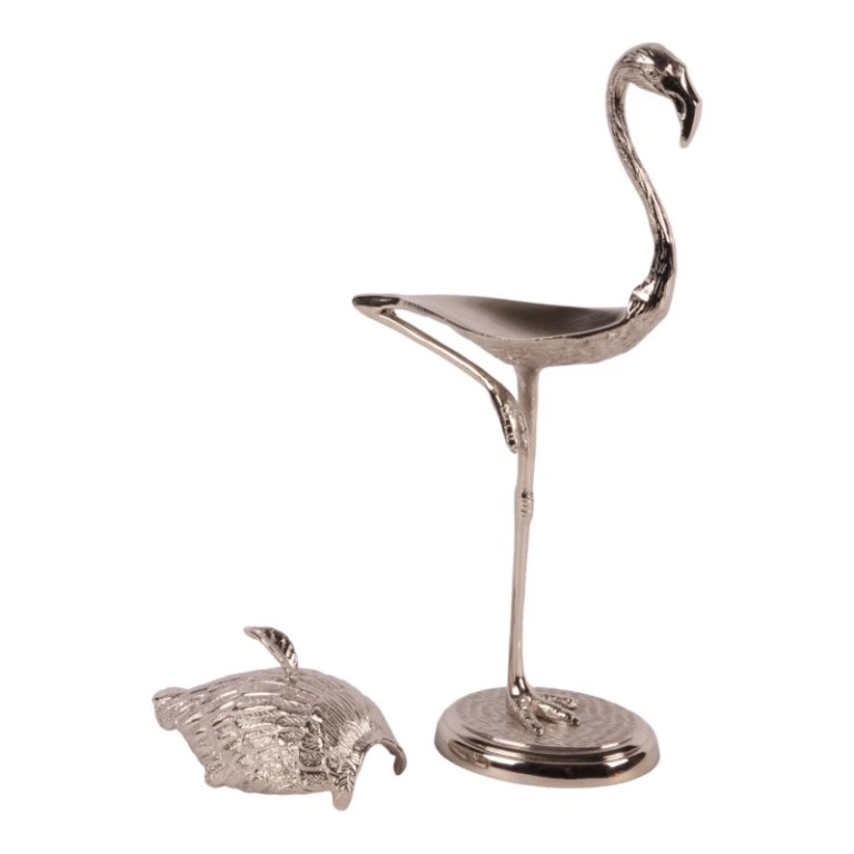 Opbevaringsboks Flamingo - 29 cm - sølv - messing