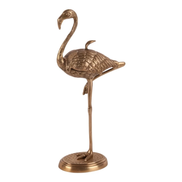 Opbevaringsboks Flamingo - 29 cm - guld - messing