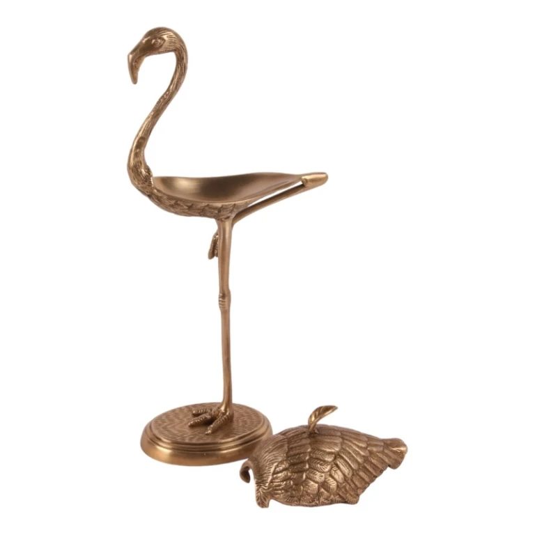 Opbevaringsboks Flamingo - 29 cm - guld - messing
