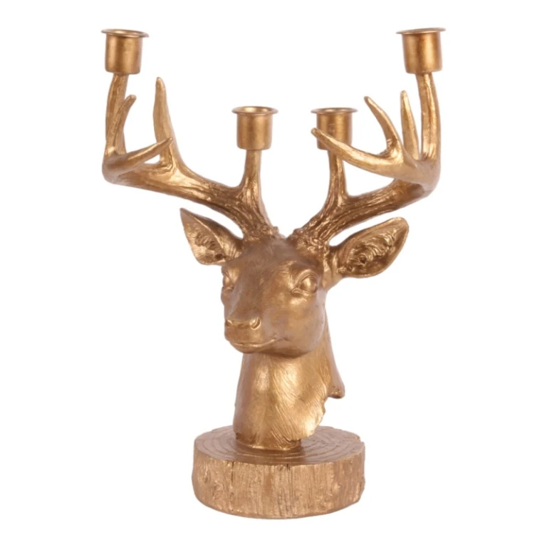 Kandelaber Hert - 31,5 cm - guld - kunstharpiks