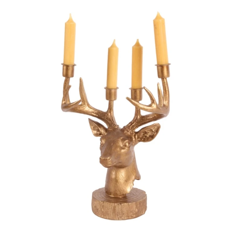 Kandelaber Hert - 31,5 cm - guld - kunstharpiks
