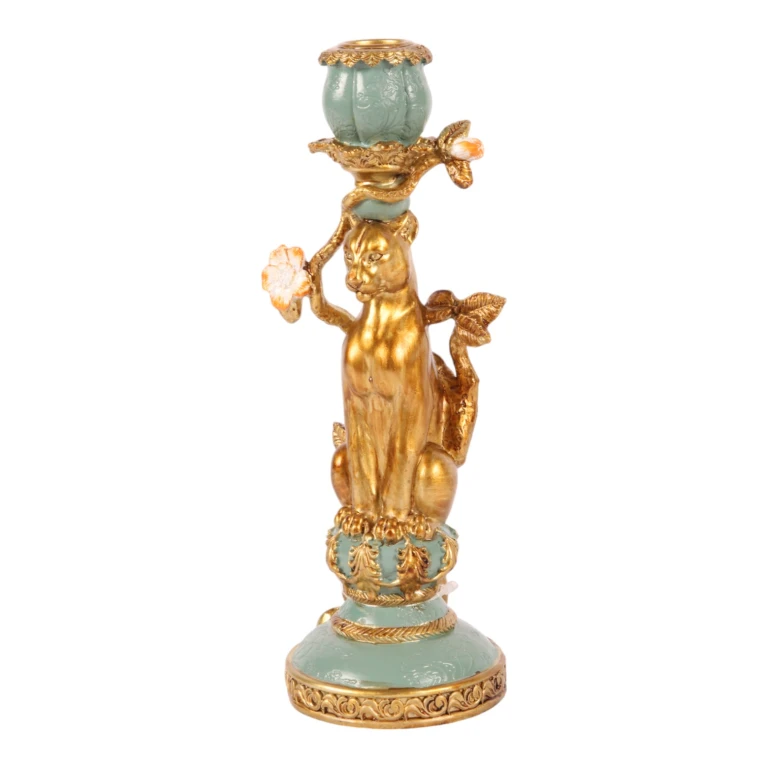 Leopardlysestage - 25,5 cm - guld - kunstharpiks