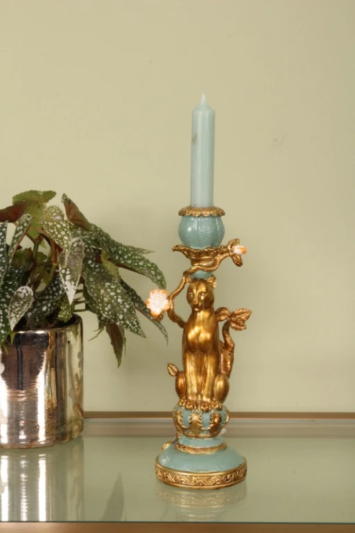 Leopardlysestage - 25,5 cm - guld - kunstharpiks