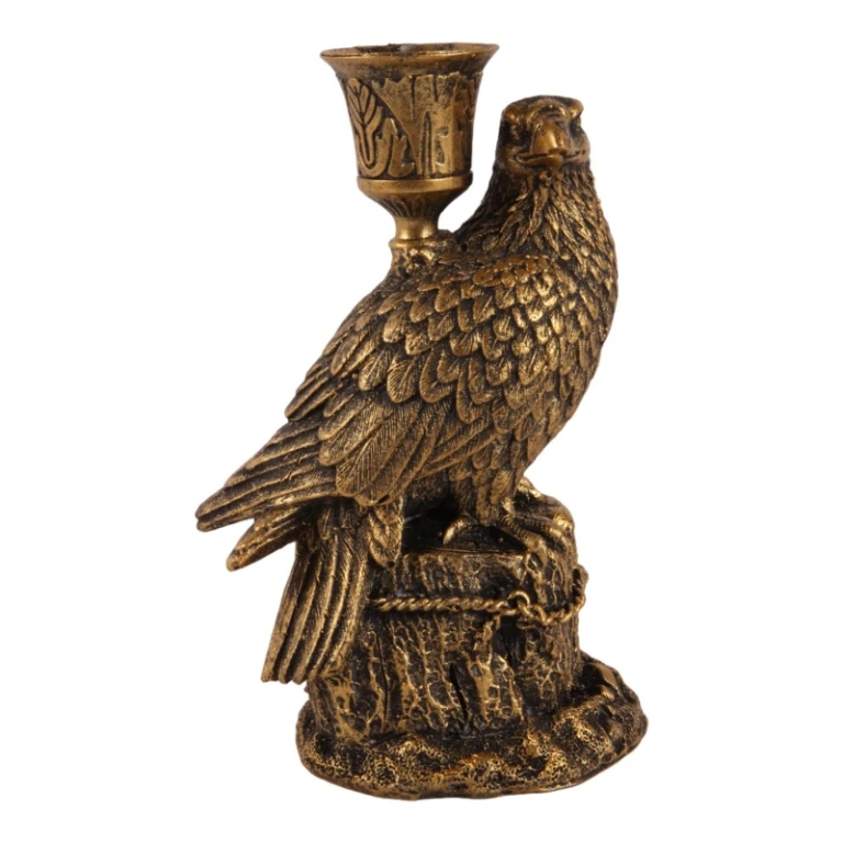 Kandelaber Fugle - 16 cm - guld - kunstharpiks